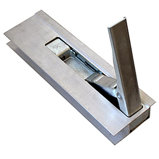 Einbau-Riegelverschluss rechts mit Anschlag, 400 mm Aluminium eloxiert