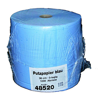 Putzpapier 3 lagig, Blattgröße 38 x 36 cm, blau, à 1 Rolle 1000 Blatt